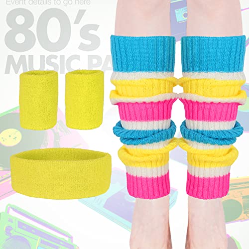 CICOCI 80s Outfit For Women Workout Clothes Costume with 80s Accessories Set Retro Party Leg Warmers Headband