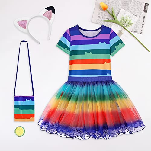 ADREIT Rainbow Tutu Dress for Girls, Birthday Girl Outfit Set Costumes with Headband and Bag Halloween Birthday Party Outfits