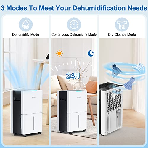 1500 Sq.ft Dehumidifiers for Home Basements, Aiusevo 22 Pint Dehumidifier for Room, with Auto and Manual Drainage, Intelligent Humidity Control, 3 Operation Modes, Ideal for RV, Bathroom