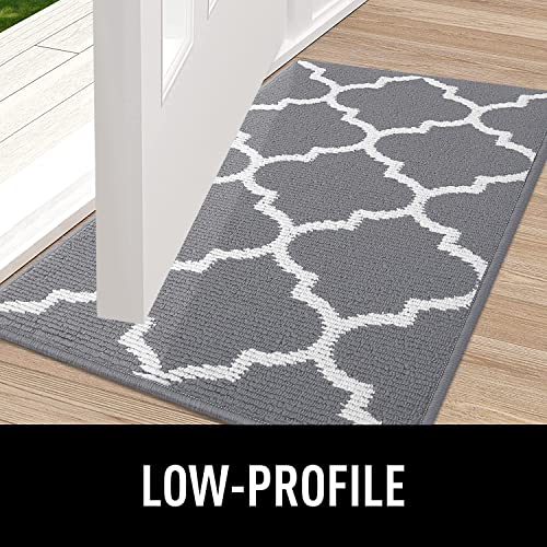 OLANLY Indoor Door Mat, 32x20, Non-Slip Absorbent Resist Dirt Entrance Mat, Washable Low-Profile Inside Floor Mat Doormats for Entryway, Grey