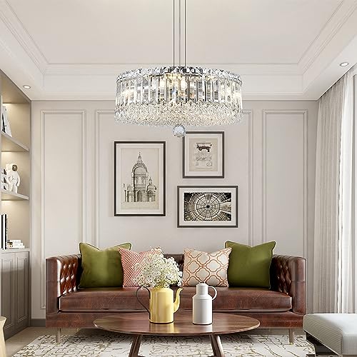 ZHZIJG Crystal Chandeliers for Living Room Light Fixture Crystal Ceiling Light Pendant Bedroom Chandelier for Dining Room Bathroom Hallway