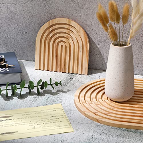 2 Pcs Decorative Wood Cutting Board Wooden Board Rainbow Shaped Wood Serving Board Boho Cutting Board Decor Serving Trays for Home Kitchen Decoration (11.81 x 9.84 Inch, 5.91 x 5.91 Inch, Pine)