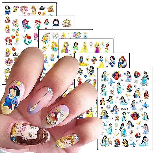 Designer Nail Art Stickers Decals, Cute Cartoon 3D Nail Self-Adhesive Sticker Designs, Kawaii Nail Art Stickers for Women Girls Kids, Cute Anime Nail Transfer Decals Decorations, DIY Resin Nail Decal