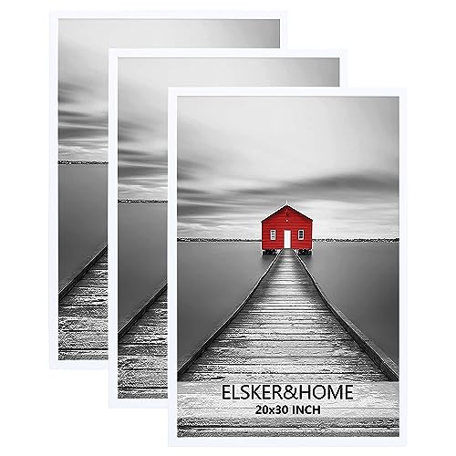 ELSKER&HOME 20x30 Frame 3 Pack, White 20x30 Poster/Picture Frame for Horizontal or Vertical Wall Mounting, Durable and Scratch-proof