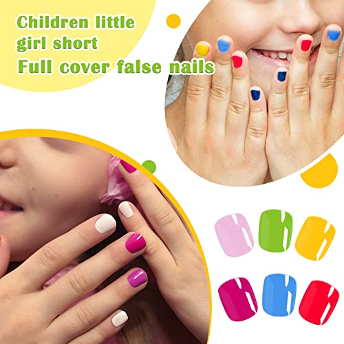 Kids Short Clear False Nails krofaue 240Pcs Full Cover Press on Nails for Little Girls Children Fake Nails Fingernail Decoration 10 Sizes Clear Soft Gel Nail Tips for Kids…