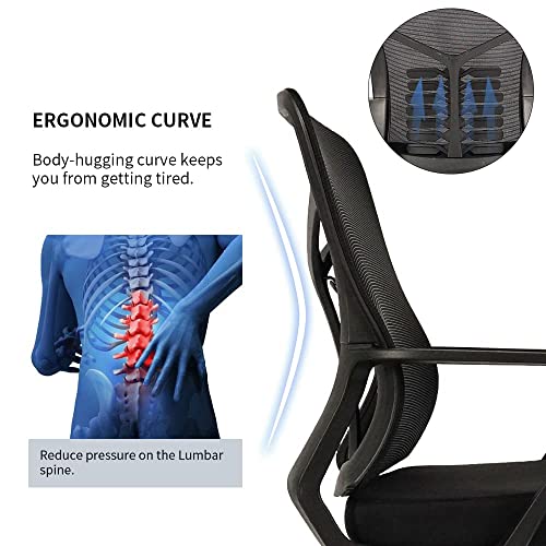 EnjoySeating Home Office Desk Chairs,Ergonomic Mesh Chair with Lumbar Support Adjustable Height Swivel Computer Task Chair