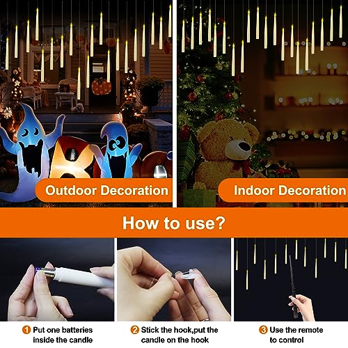 20Pack Halloween Decorations -Flameless Taper Floating Candles with Magic Wand Remote Flickering Warm Light LED Candles Hanging For Harry Potter Witch Wizard Christmas Room Birthday Party Home Décor