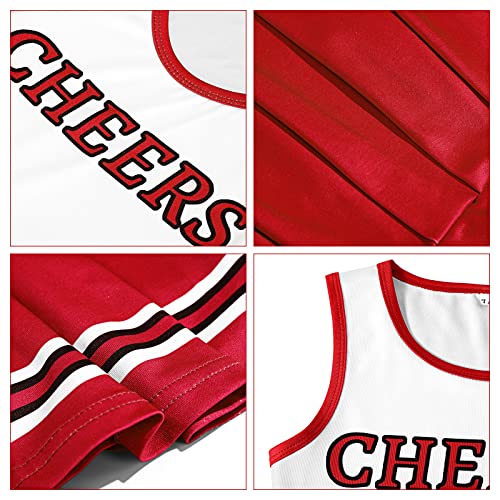 4 Pcs Girls Halloween Cheerleader Costume Outfit Set Fancy Dress for Kids Halloween Birthday Party (9 to 10 Years Old)