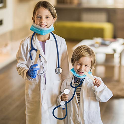 HTVYYDS White Lab Coat for Kids, Doctor Coat with Working Stethoscope&ID Card,Doctor Scientist Dress Up Costume for Boy Girls