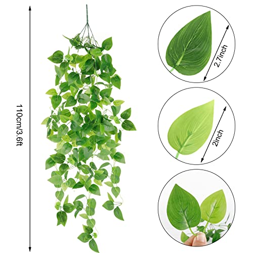 HATOKU 4pcs Artificial Hanging Plants 3.6FT Fake Ivy Vine Leaves for Patio Home Bedroom Wedding Indoor Outdoor Wall Decor