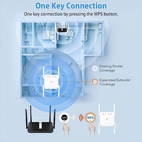 WiFi Extender, 5G 1200Mbps Dual Band WiFi Extenders Signal Booster for Home, Device Servers WiFi Booster Covers Up to 7000 Sq.ft and 20 Devices