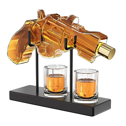 Gifts for Men Dad, Kollea 9 Oz Whiskey Decanter Set with 2 Oz Glasses, Unique Dad Birthday Gift Ideas from Daughter Son, Funny Military Retirement Present, Cool Liquor Dispenser for Home Bar