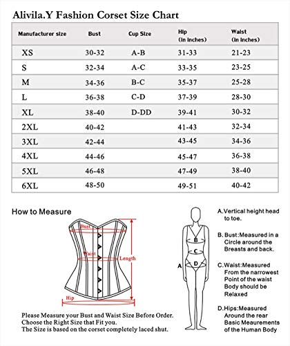 Alivila.Y Fashion Womens Steel Boned Retro Goth Steampunk Corset 908-Black-L