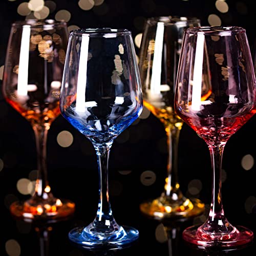 SUNNOW 12 Ounce Multicolor Crystal Wine Glass,for Home Dinning, Bar and Party,Set of 6