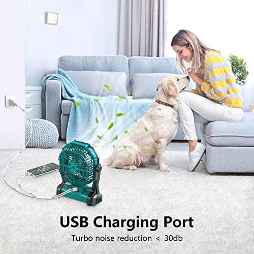 ONLYNEW Portable Fan Rechargeable, Battery Powered Fan with LED Lantern, Small Table Fan Personal, USB Battery Operated Fans for Travel Bedroom Home Camping Tent Office Desk, Green