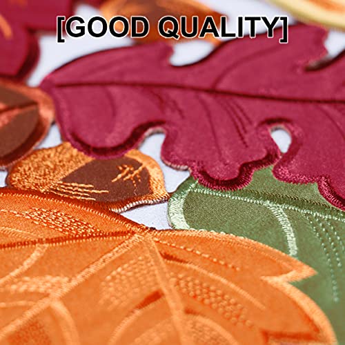 OWENIE Thanksgiving Runner, Fall Leaf Table Runner for Autumn Home Decorations, Fall Table Centerpieces, Embroidered Cutwork Farmhouse HarvestMaple Leaf Runner, 13 Inch x 36 Inch