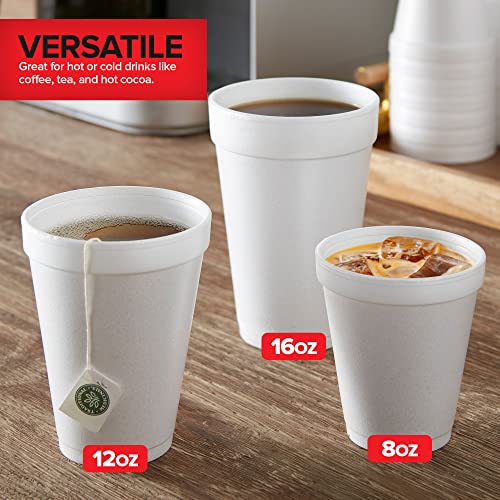 Stock Your Home 12oz Disposable Foam Cups in White (100 Count) Medium Size Insulated Foam Cup, For Hot and Cold Beverages, Great for Drinking Coffee, Tea, or Cocoa, Bulk Family Pack