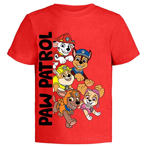 Paw Patrol Graphic T-Shirts (3 Pack) Rubble, Chase & Marshall Character Outfit Toddlers Birthday Boys 3T Bl/Wh/Rd SS