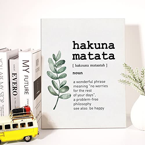 Canvas Wall Art Inspirational Hakuna Matata Word Definition Canvas Print Painting Home Wall Decor Framed Funny Gift 12x15 Inch