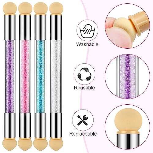 Nail Art Brushes, Etercycle Nail Gel Polish Ombre Sponges Painting Brush Set with 16 Pieces Replacement Head for Application Salon at Home DIY Manicure