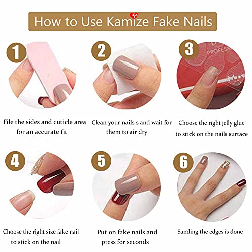 Kamize Press on Nails Long Coffin Fake Nails Ballerina Nails Acrylic Full Cover Bling Rhinestone False Nails for Women and Girls24PCS