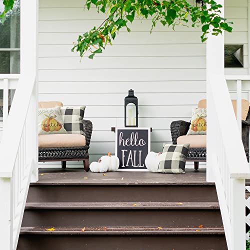 Beautiful Fall Pillow Covers 18" x 18" - Four Modern Buffalo Plaid Farmhouse Design Throw Pillow Covers - These Pumpkin Decor Accents Are The Perfect Addition to Your Indoor/Outdoor Home Decoration