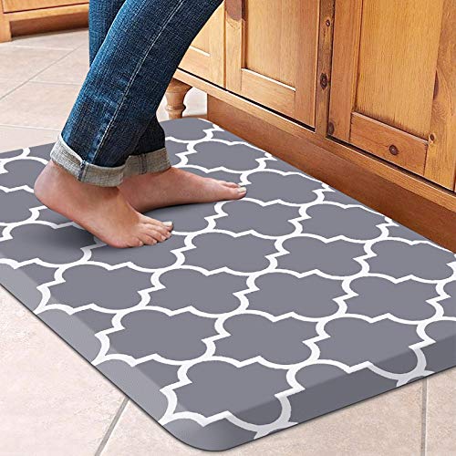 WISELIFE Kitchen Mat and Rugs Cushioned Anti-Fatigue,17.3"x 28",Non Slip Waterproof Ergonomic Comfort Mat for Kitchen, Floor Home, Office, Sink, Laundry, Grey