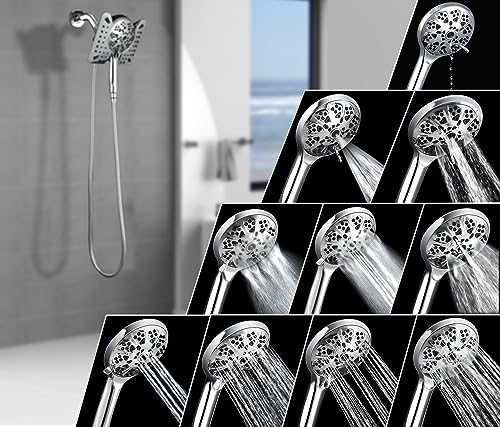 INAVAMZ Shower Head with handheld High Pressure: 7.5" Rain Shower Head & Hand Held Shower Head 2-in-1 Showerhead with 60” Flexible Stainless Steel Hose, cUCP and CEC certified