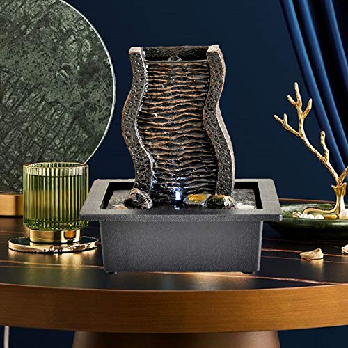 Dyna-Living Water Fountains Indoor Tabletop Water Fountain with LED Lights Feng Shui Waterfall Fountain for Modern Home Decor Office Living Room Decoration Home Gifts for Friends