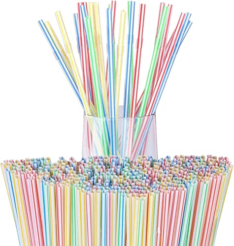 100 pcs Flexible Disposable plastic straw, Drinking straws, Plastic Straws Bendable Assorted Colors Bendy Straws Disposable Drinking Straws Perfect for Home, Parties