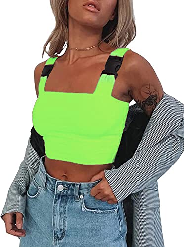 Mocure Sexy Neon Sleeveless Rave Crop Tops Trendy Colored Tank Bustier Top for Club