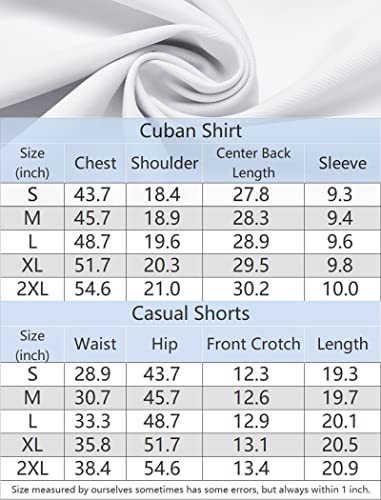 COOFANDY Mens Coordinated Outfit Button Down Shirt Sets Leisure Short Sleeve Shirt and Shorts Suits, White, Medium