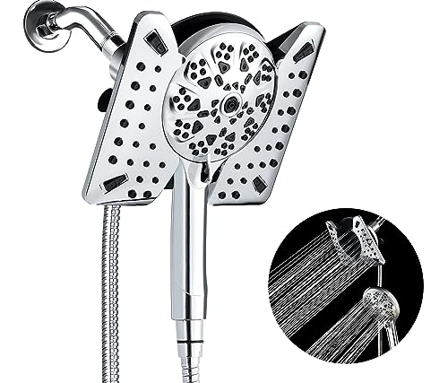 INAVAMZ Shower Head with handheld High Pressure: 7.5" Rain Shower Head & Hand Held Shower Head 2-in-1 Showerhead with 60” Flexible Stainless Steel Hose, cUCP and CEC certified