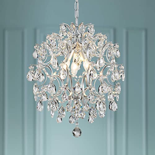 Bestier Chandelier Crystal Raindrop Lighting Ceiling Light Fixture Lamp for Dining Room Bathroom Bedroom Livingroom Entryway 3 E12 Bulbs Required D16 in x H18 in