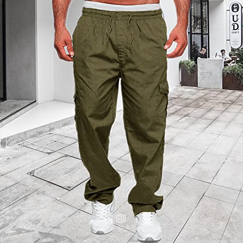 EndoraDore Mens Fashion Cargo Pants Multi Pocket Athletic Pants Casual Outdoor Trousers Loose Work Pants with Drawstring