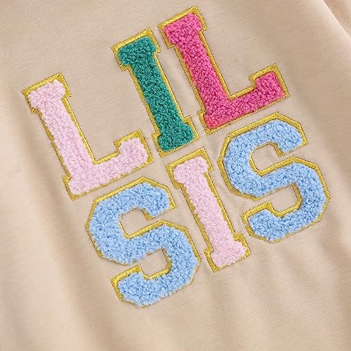 LXXIASHI Big Sister Little Sister Matching Outfits Big Sis Shirt/Lil Sis Onesie Crewneck Sweatshirt Romper Top Sibling Outfits (Apricot-Romper, 0-3 Months)