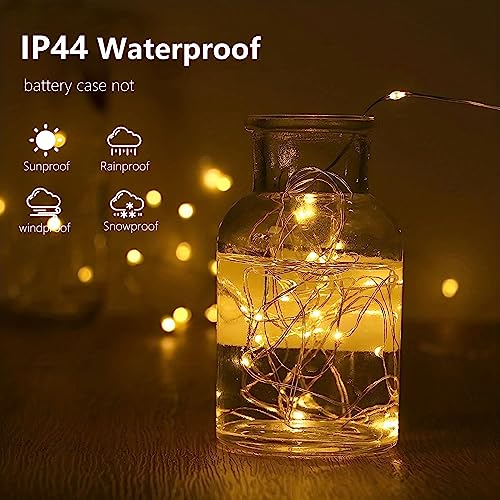 4-Pack Fairy Lights Battery Operated with Timer, Waterproof 16FT 50 LED String Lights Outdoor Indoor, Twinkle Lights for Bedroom Home DIY Wedding Birthday Christmas Parties Centerpiece (Warm White)