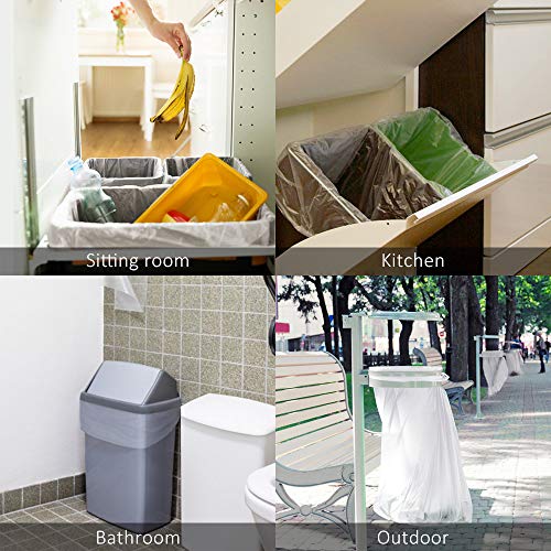 10 Gallon 40 Counts Strong Trash Bags Garbage Bags by Teivio, Bathroom Trash Can Bin Liners, Plastic Bags for home office kitchen, Clear