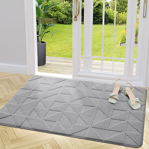 OLANLY Door Mats Indoor, Non-Slip, Absorbent, Dirt Resist, Entrance Washable Mat, Low-Profile Inside Entry Doormat for Entryway (48x32 inches, Grey)