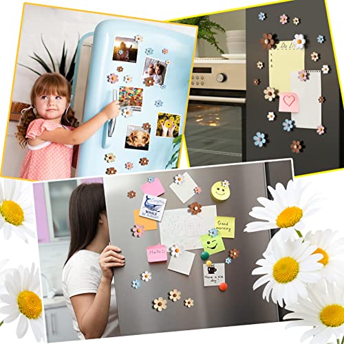 25 Pieces Flower Fridge Magnets, Mini Daisy Refrigerator Magnets Cute Magnets for Locker Whiteboards Home Office Decor