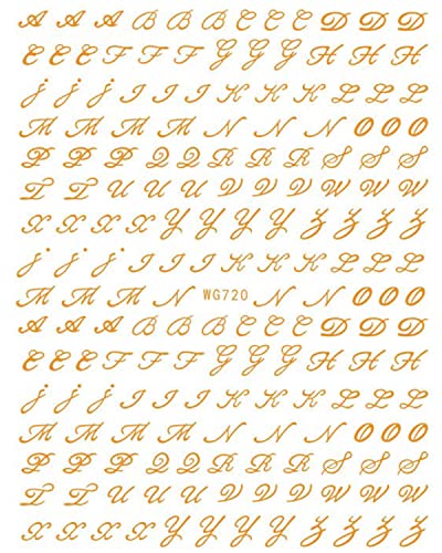 Old Letters Nail Art Stickers Decals Self-Adhesive 6 Sheets Old Alphabet Numbers Nail Stickers Decoration Accessories for Women Girls