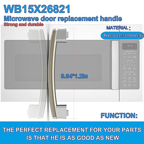 Upgraded WB15X26821 GE Microwave Door Handle Replacement, General Electric Microwave Parts,Compatible with JVM6175SK2SS JVM7195SK3SS JVM6175SK1SS JVM6175EK2ES JVM7195SK1SS, 4464467 AP6024408（1pack）
