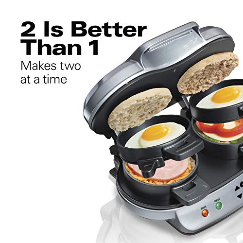 Hamilton Beach Dual Breakfast Sandwich Maker with Timer, Silver (25490A)