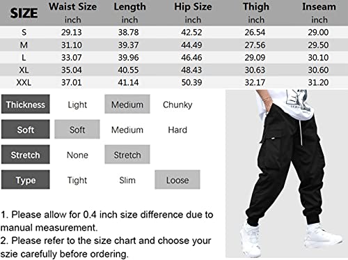 ZAFUL Men's Flap Pocket Drawstring Techwear Cargo Pants Athletic Elastic Joggers Casual Trousers Sweatpants