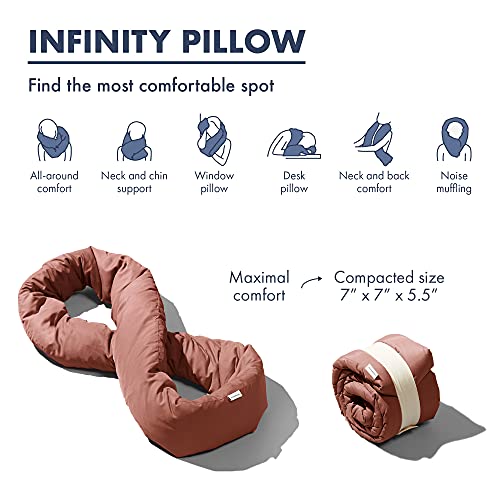 Huzi Infinity Pillow - Home Travel Soft Neck Scarf Support Sleep (Terracotta)
