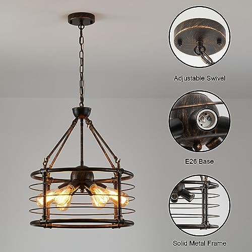 SGLfarmty Black Chandelier, 6-Light Modern Chandeliers for Dining Room Light Fixtures Hanging, Adjustable Lantern Hanging Lights, Industrial Metal Pendant Lighting for Kitchen Island, Living Room