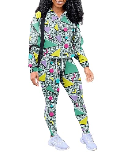 EOSIEDUR Women's Two Piece Outfits Zip Top Jacket and Elastic Waistband Pant Women Sweatsuit Tracksuit Sets, Colourful XXL