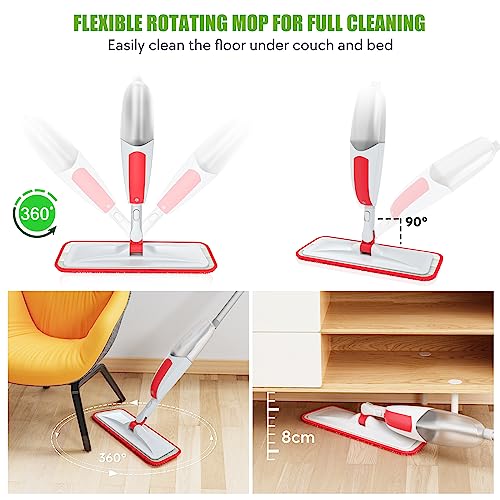Spray Mops for Floor Cleaning, Microfiber Dust Wood Floor Mop, Wet Spray Mop with Reusable Washable Pads for Home Commercial Hardwood Laminate Vinyl Wood Tile Floor