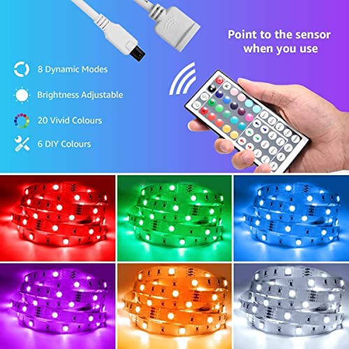 Lepro RGB LED Strip Lights Kit, 16.4ft 24V Flexible LED Light Strip, 5050 SMD LED, Color Changing Rope Light with Remote Controller and 24V Power Supply for TV Backlight, Home, Kitchen, Bedroom