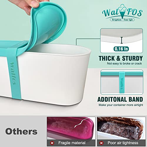 Walfos Ice Cream Containers - 1.6 Quart Each, Reusable Homemade Ice Cream Tubs with Silicone Lids, Stackable Freezer Storage Container for Yogurt, Sorbet, Gelato, Bonus 2 Bands, 12 Stickers, Set of 2